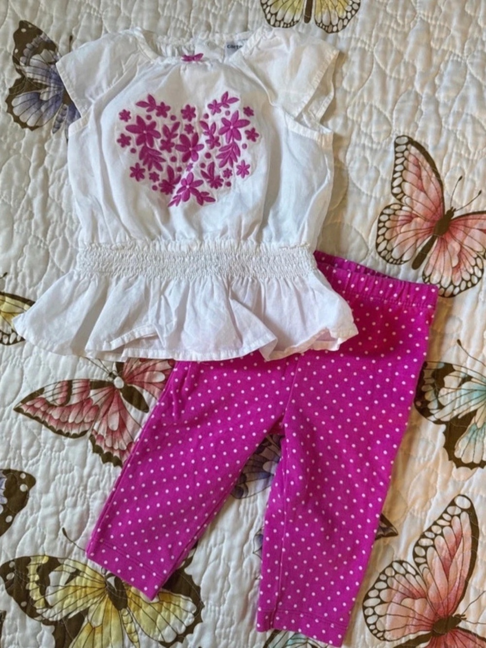 Carter's 2-Piece Top and Legging Set Girls 3 Pink & White
